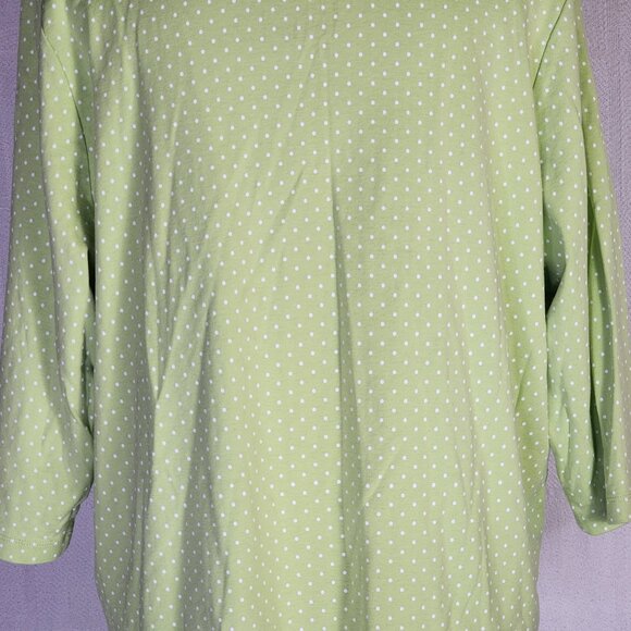CJ Banks Citron and White Polka Dot 3/4 Sleeve Cotton Crew Neck Blouse Size 1X - Picture 12 of 16